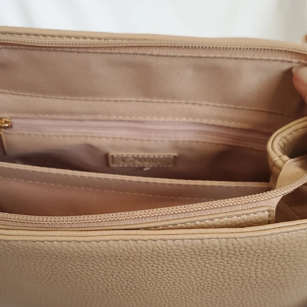 Neutral Beige Bow-Appliqué Top Handle Satchel - Picture 4 of 12